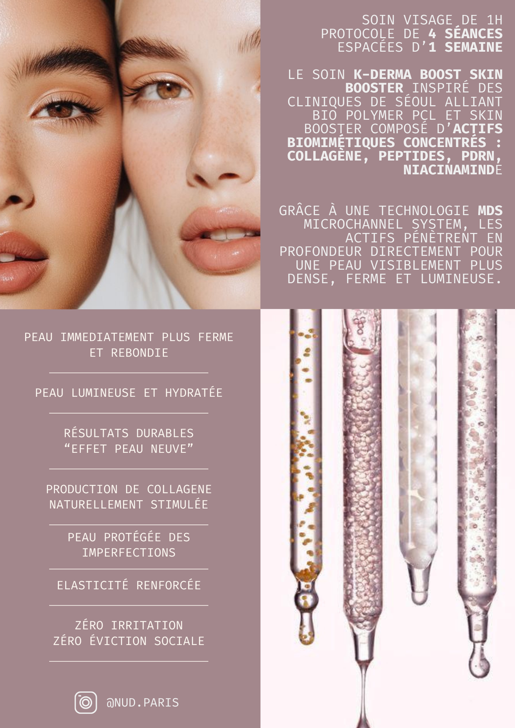Skin booster coréen K-Derma Volume PCL et PDRN NÜD à Paris, France - détail du soin