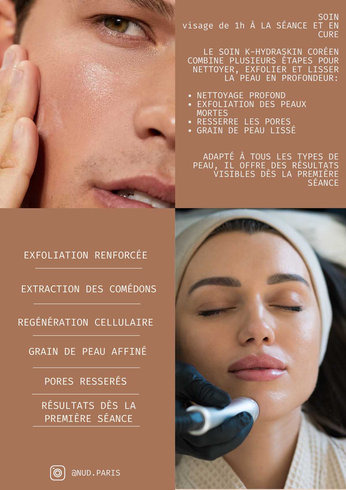 Soin visage K-Hydraskin nettoyant et hydratant NÜD à Paris, France - détail du soin